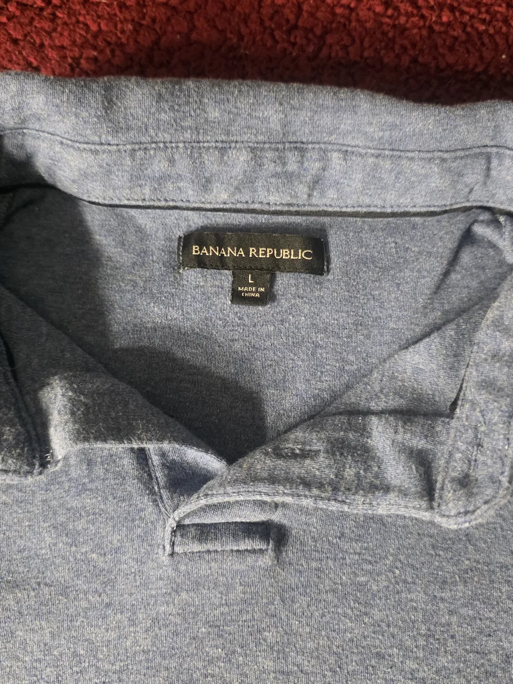 Banana Republic Men's Size L Heathered Blue Luxury Touch Short Sleeve Polo Shirt